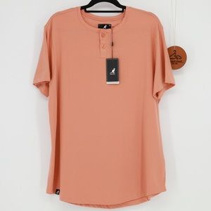 KANGOL MEN'S SHORT SLEEVE HENLEY‎ T-SHIRT